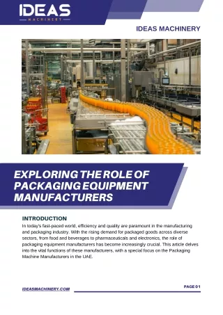 Exploring the Role of Packaging Equipment Manufacturers