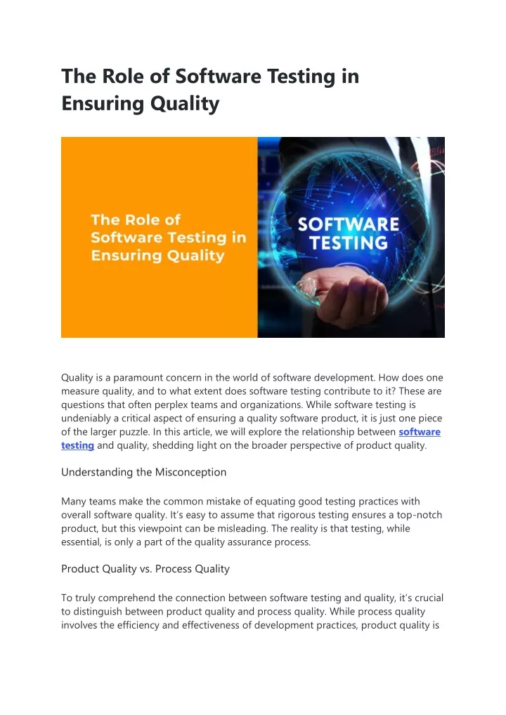 the role of software testing in ensuring quality