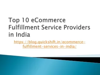 Top 10 eCommerce Fulfillment Service Providers in India