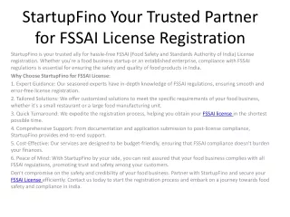 StartupFino Your Trusted Partner for FSSAI License Registration