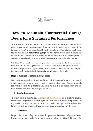 How to Maintain Commercial Garage Doors for a Sustained Performance