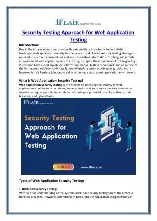 security testing approach for web application