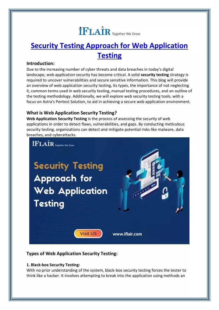 security testing approach for web application