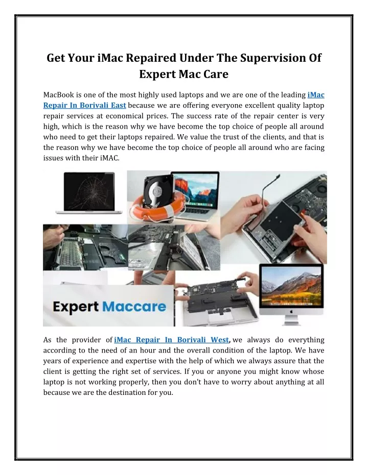 get your imac repaired under the supervision