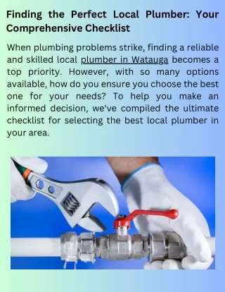 Finding the Perfect Local Plumber Your Comprehensive Checklist
