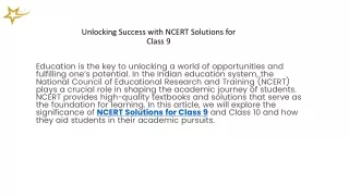Unlocking Success with NCERT Solutions for Class 9