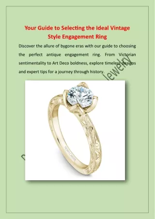 Your Guide to Selecting the Ideal Vintage Style Engagement Ring_ProvidenceDiamondFineJewelry
