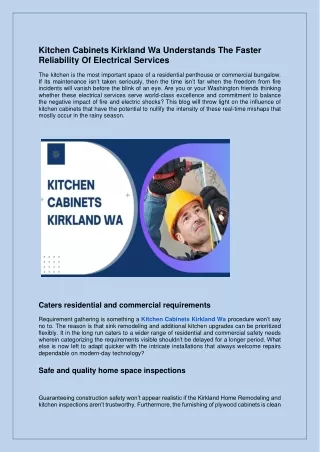 Kitchen Cabinets Kirkland Wa Understands The Faster Reliability Of Electrical Services