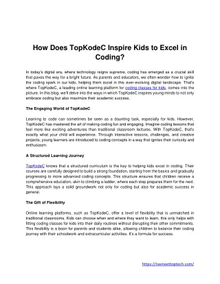how does topkodec inspire kids to excel in coding