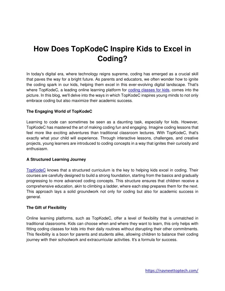 how does topkodec inspire kids to excel in coding