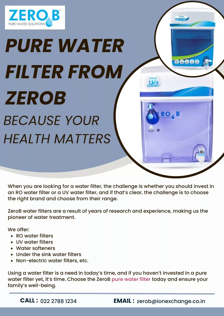 pure water filter from zerob because your health