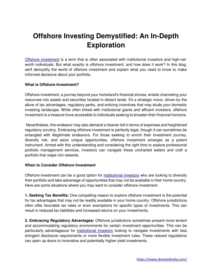 offshore investing demystified an in depth