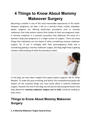 4 Things to Know About Mommy Makeover Surgery