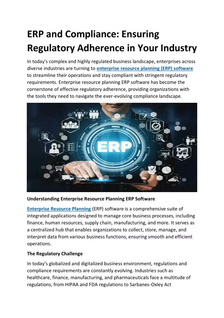 erp and compliance ensuring regulatory adherence