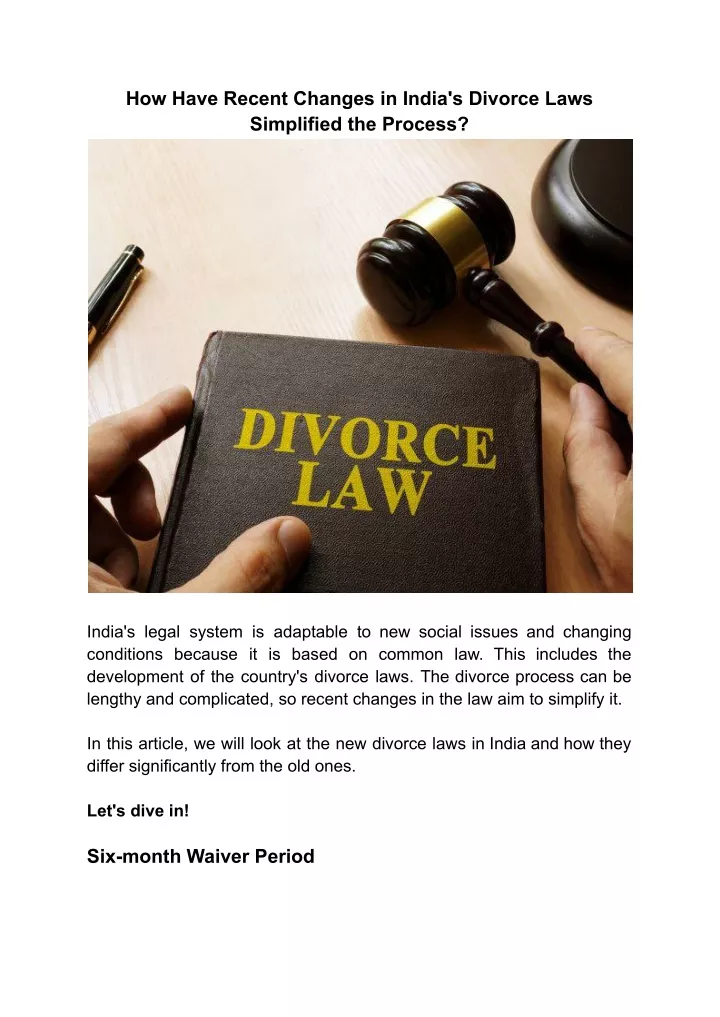 how have recent changes in india s divorce laws