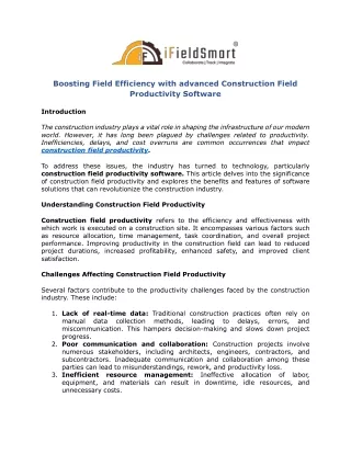 boosting field efficiency with advanced