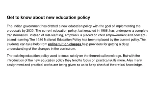 Get to know about new education policy