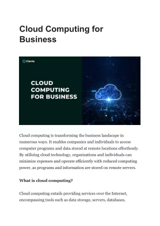 cloud computing for business