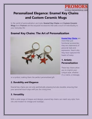 Personalized Elegance Enamel Key Chains and Custom Ceramic Mugs