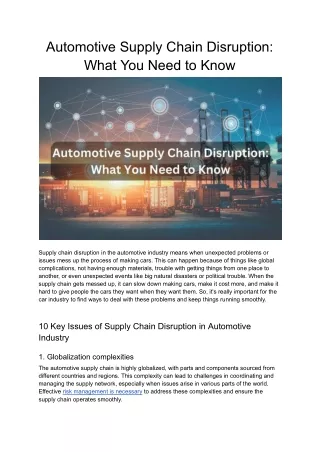 automotive supply chain disruption what you need