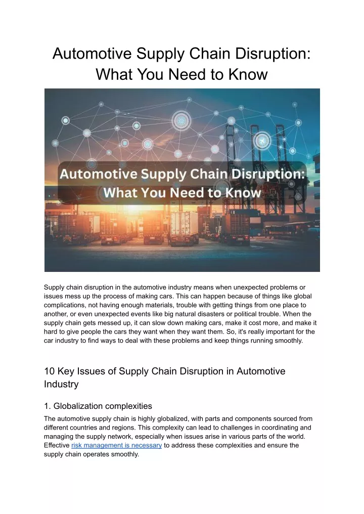 automotive supply chain disruption what you need