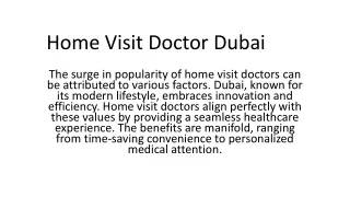 Home Visit Doctor Dubai