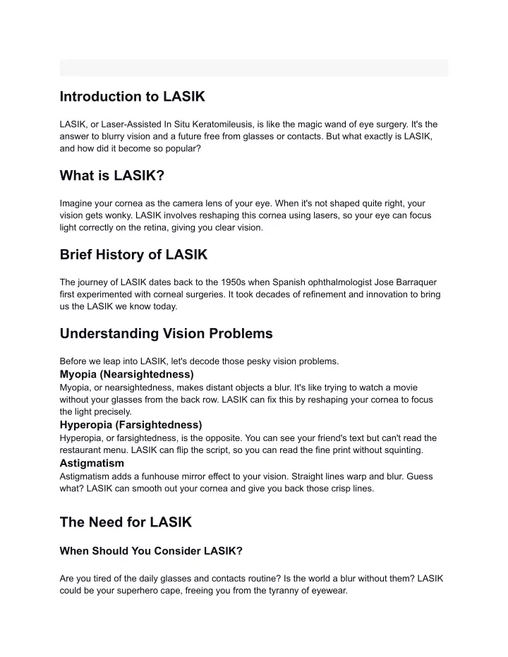 introduction to lasik