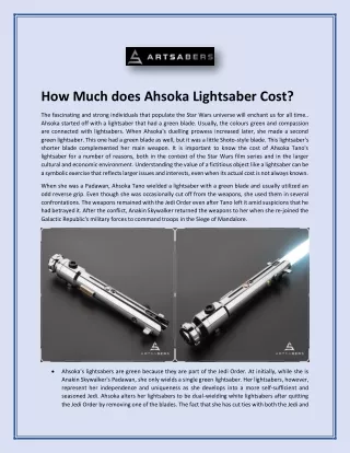 How Much does Ahsoka Lightsaber Cost?