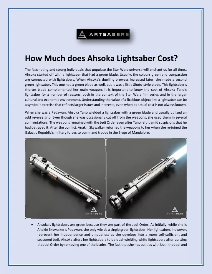 how much does ahsoka lightsaber cost