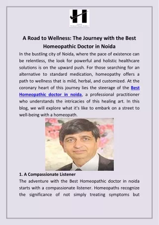 A Road to Wellness  The Journey with the Best Homeopathic Doctor in Noida