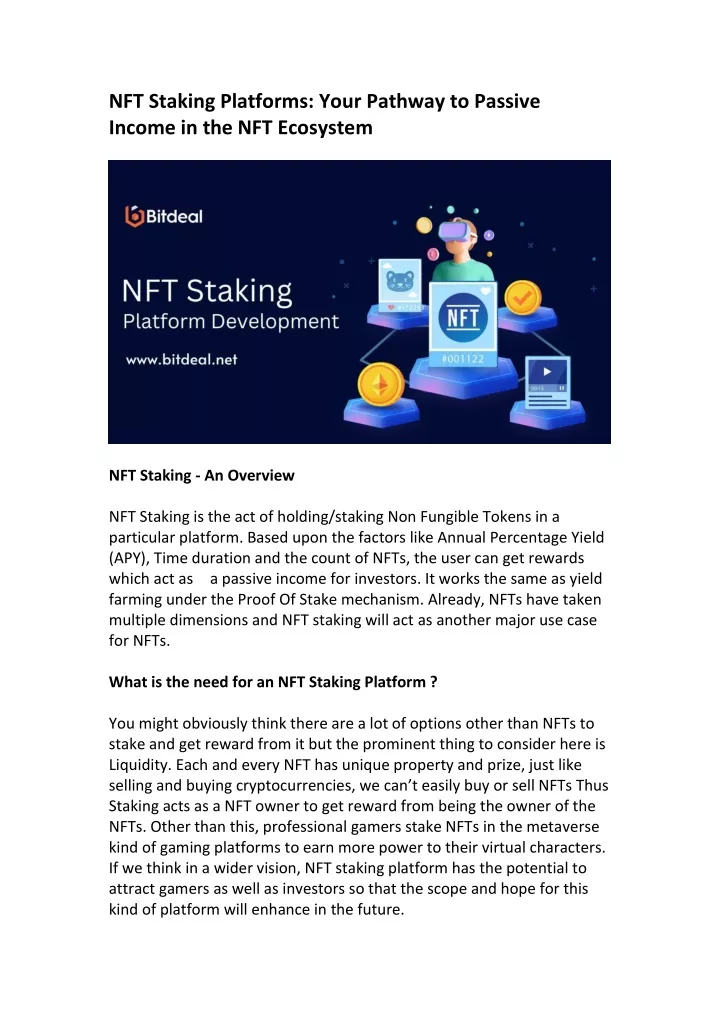 nft staking platforms your pathway to passive