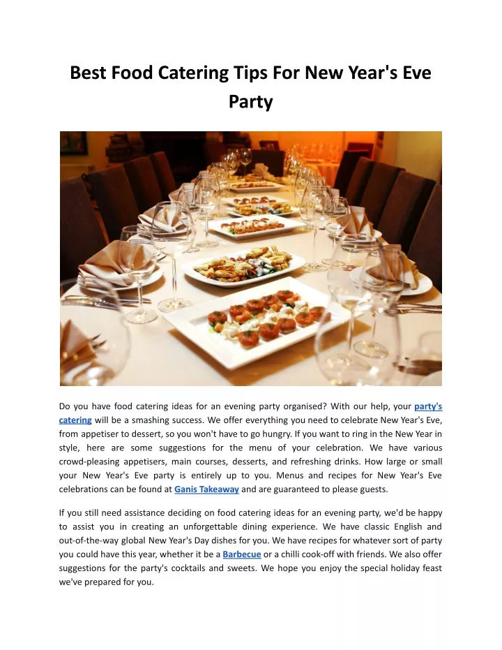 best food catering tips for new year s eve party