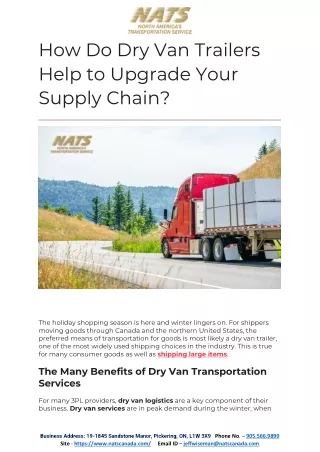 How Do Dry Van Trailers Help to Upgrade Your Supply Chain