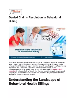 denied claims resolution in behavioral billing