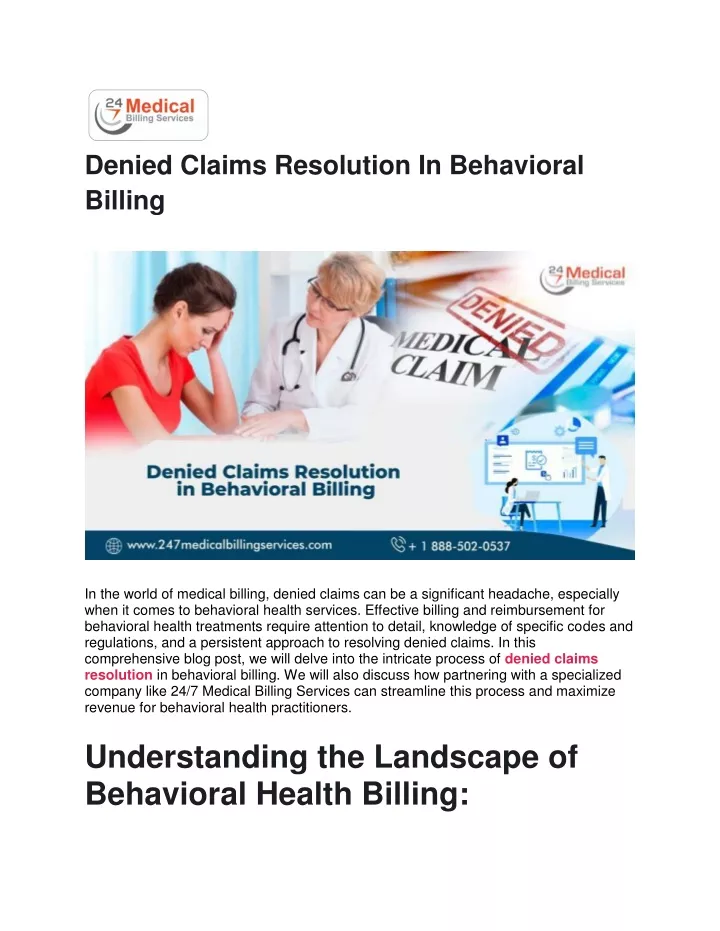 denied claims resolution in behavioral billing