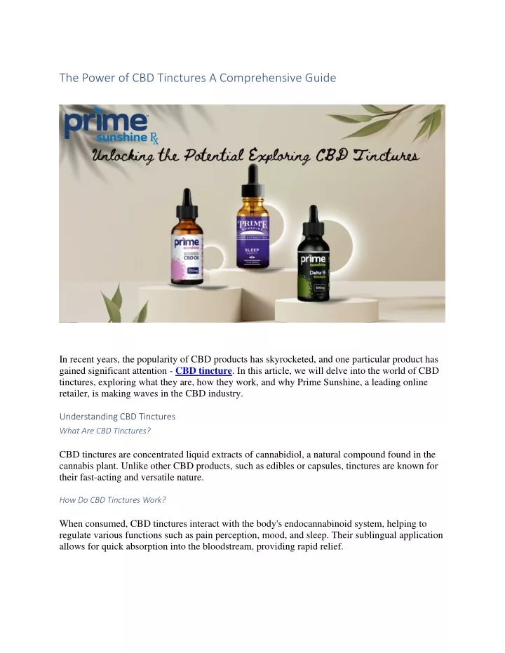 the power of cbd tinctures a comprehensive guide