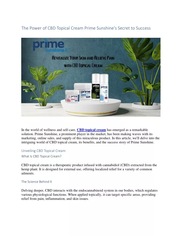 the power of cbd topical cream prime sunshine