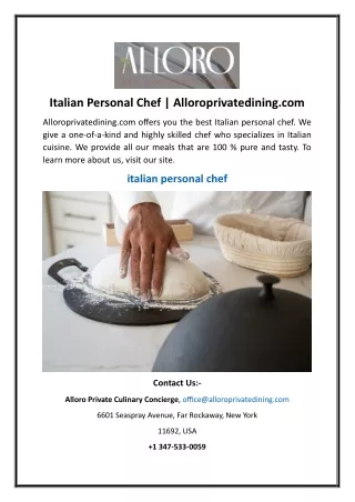 Italian Personal Chef | Alloroprivatedining.com