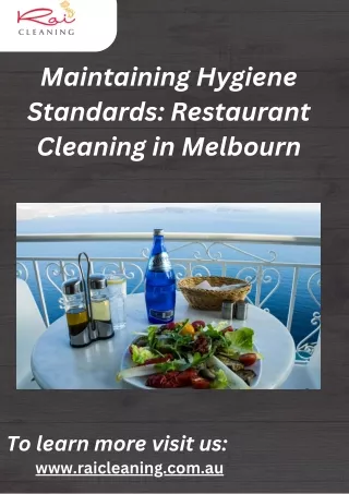 Maintaining Hygiene Standards Restaurant Cleaning in Melbourne