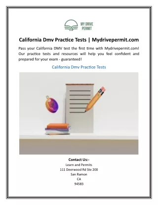 California Dmv Practice Tests Mydrivepermit
