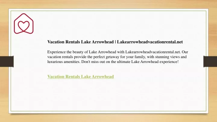 vacation rentals lake arrowhead