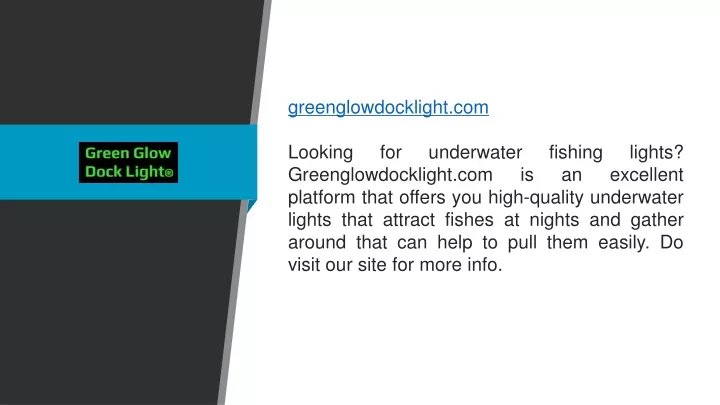 greenglowdocklight com looking for underwater