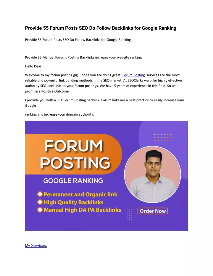 provide 55 forum posts seo do follow backlinks