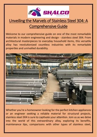 Unveiling the Marvels of Stainless Steel 304 A Comprehensive Guide