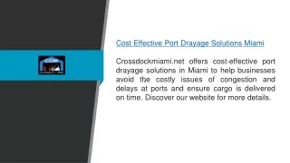 Cost Effective Port Drayage Solutions Miami Crossdockmiami.net