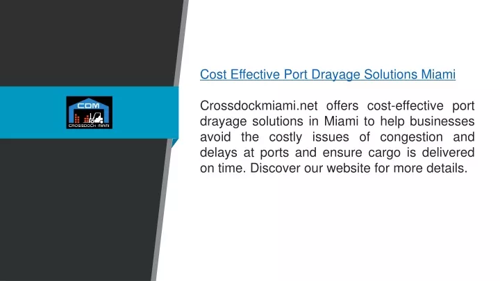 cost effective port drayage solutions miami