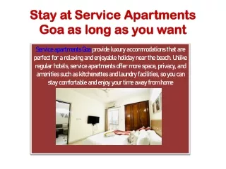 Stay at Service Apartments Goa