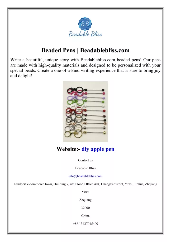 beaded pens beadablebliss com