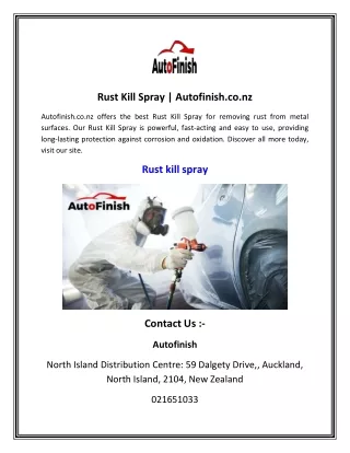 Rust Kill Spray    Autofinish.co.nz