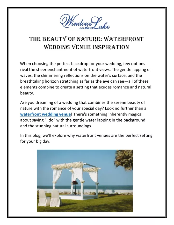 the beauty of nature waterfront wedding venue